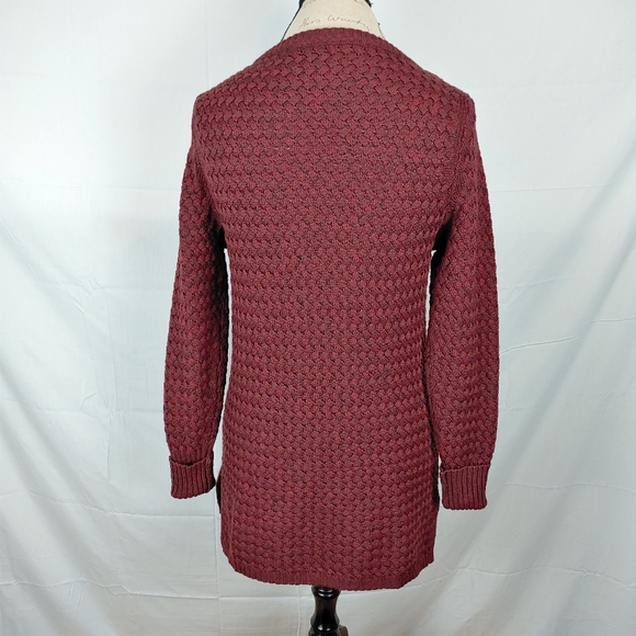Athleta Cypress Wool Blend Basket Weave Long Sleeve Burgundy Sweater Size Small - Picture 3 of 13